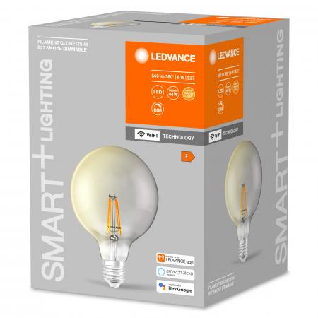 LEDVANCE Kugel Vintage WiFi E27 LED Filament Glühlampe extra warmweiß