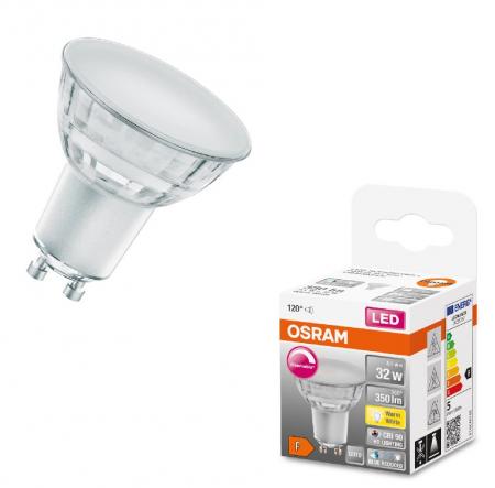 Osram GU10 LED Strahler Superstar Plus PAR16 HD LIGHTING 120° dimmbar 2700K 4,1W wie 32W CRI90  - sehr gute Farbwiedergabe