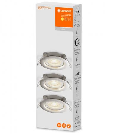 3er-Pack Ledvance LED Einbauleuchten Nickel gebürtet 2700k warmweißes Licht dimmbar