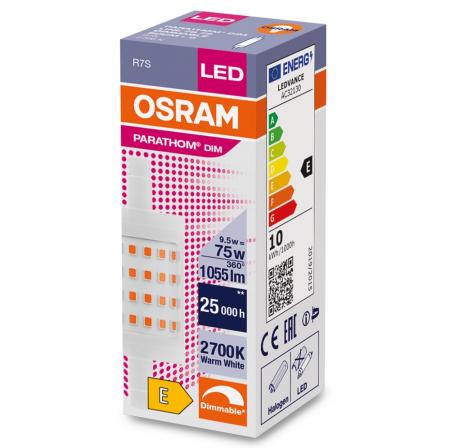 OSRAM PARATHOM LINE R7s LED-Stablampe 78mm warmweiß dimmbar 9,5W wie 75 Watt