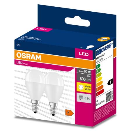 2er Pack OSRAM E14 LED STAR RETROFIT Lampe Kerzenform matt 7W wie 40W warmweißes Licht