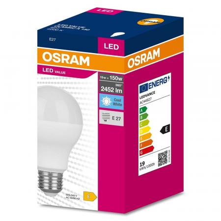 OSRAM E27 LED Lampe VALUE CLASSIC A150 matt 19W wie 150W neutralweiße blendreduzierte Arbeitsbeleuchtung 4000K