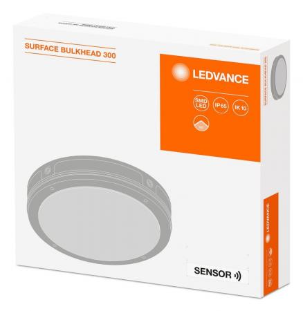 LEDVANCE SURFACE BULKHEAD 300 SENSOR LED- Wand- und Deckenleuchte 15W/4000K neutralweißes Licht IP65