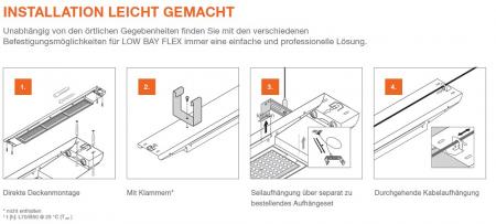 120cm Ledvance LED Hallenleuchte Low Bay LB FLEX 1200 P 73W 840 W 4000K Neutralweißes Licht 11315 Lumen 90° IP23 EVG