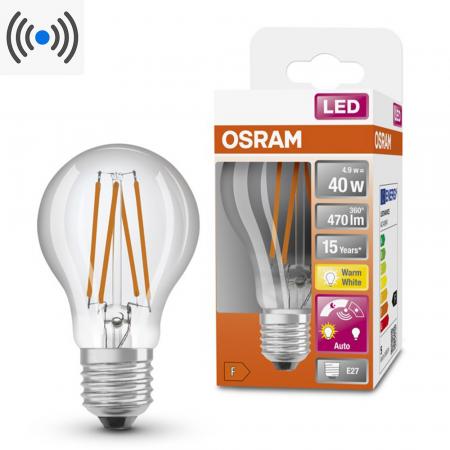 OSRAM E27 DAYLIGHT SENSOR CLASSIC LED Lampe 4,9 W wie 40W 2700K warmweißes Licht