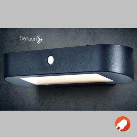 LEDVANCE Wandleuchte Endura Style Oval Wall Solar & Sensor in Schwarz aus Aluminium 4000K