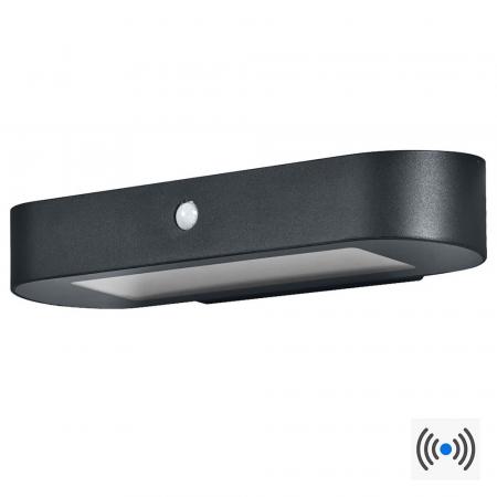 LEDVANCE Wandleuchte Endura Style Oval Wall Solar & Sensor in Schwarz aus Aluminium 4000K