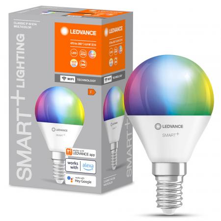 LEDVANCE SMART+ Classic E14 WiFi LED Lampe dimmbar 4,9W wie 40W RGBW Farbwechsel