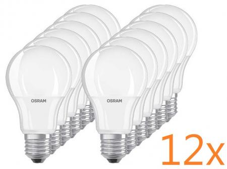 12er Sparpack OSRAM E27 LED Lampen weiß mattiert  8.5W wie 60 W Warmweißes Licht