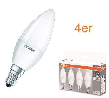 4er-PACK OSRAM E14 BASE Classic LED Leuchtmittel MATT 4,9W= 40W Neutralweißes Licht