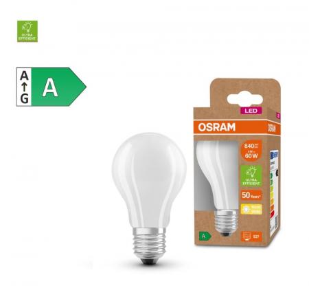 OSRAM E27 LED Leuchtmittel leistungsstark & besonders effizient matt 3,8W wie 60W 3000K warmweißes Licht - beste Energie Effizienz Klasse