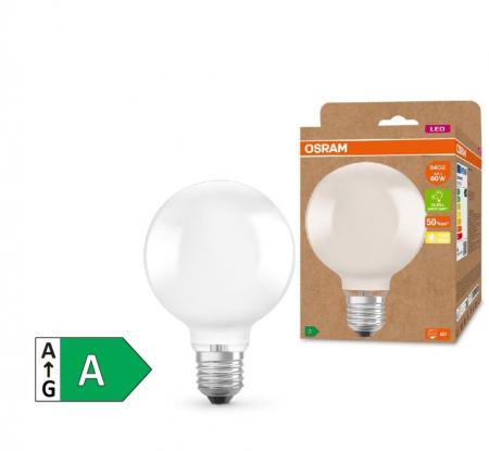 OSRAM E27 LED Lampe Globe 95 besonders effizient matt 4W wie 60W 3000K warmweißes Licht - beste Energie Effizienz Klasse