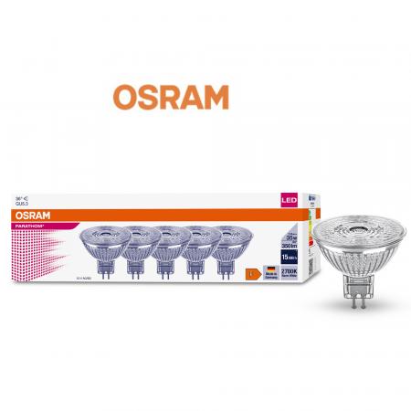 Aktion: 5er Pack OSRAM GU5.3 LED Reflektor MR16 36° Abstrahlwinkel 3,8W wie 35W 2700K warmweiß 12V - Nur noch angezeigter Bestand verfügbar