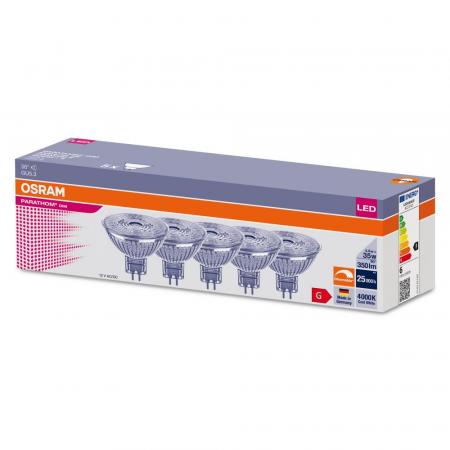 Aktion: 5er Pack OSRAM GU5.3 LED Reflektor MR16 36° Abstrahlwinkel 4,9W wie 35W dimmbar 4000K neutralweißes Licht 90Ra