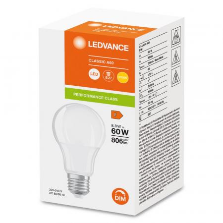 Ledvance E27 LED Lampe Classic dimmbar matt 8,8W wie 60W 2700K warmweißes Licht