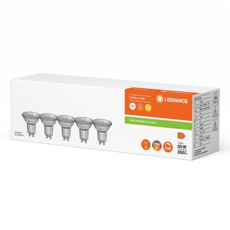 5er Pack Ledvance GU10 PAR16 Reflektor 36° 4,5W wie 50W dimmbarer warmweißer Strahler 3000K 90Ra