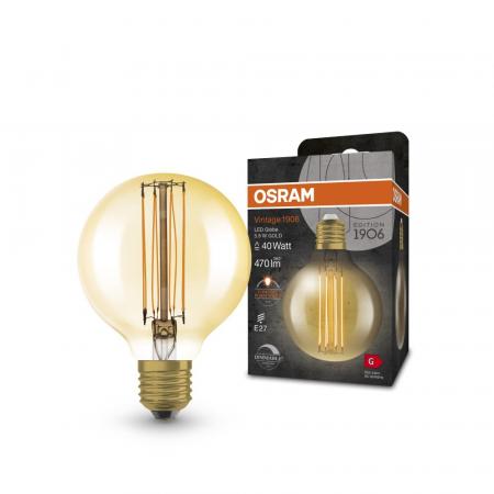 OSRAM LED VINTAGE E27 Glühlampe Globe 80 SMOKE dimmbar 11W wie 42W extra warmweißes gemütliches Licht