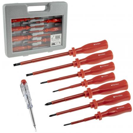 ChiliTec Schraubendreher-Set "KS-8 Elektro" mit Koffer, isolierter Schaft, 8-teilig