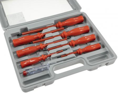 ChiliTec Schraubendreher-Set "KS-8 Elektro" mit Koffer, isolierter Schaft, 8-teilig