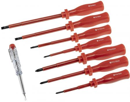 ChiliTec Schraubendreher-Set "KS-8 Elektro" mit Koffer, isolierter Schaft, 8-teilig