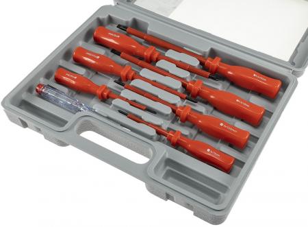 ChiliTec Schraubendreher-Set "KS-8 Elektro" mit Koffer, isolierter Schaft, 8-teilig
