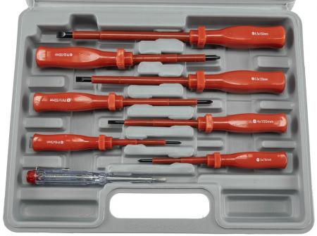 ChiliTec Schraubendreher-Set "KS-8 Elektro" mit Koffer, isolierter Schaft, 8-teilig