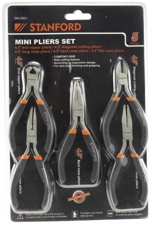 ChiliTec Elektroniker Zangen-Set "MiniGrip" 5-tlg 12cm, isolierte Griffe, federöffnend