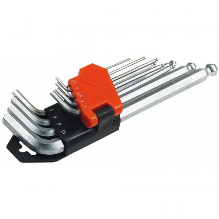 ChiliTec Innensechskant-Schlüssel, 9-teiliges Set mit Kugelkopf und Halter