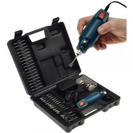 ChiliTec Mini-Bohrmaschine "Drill-Power V2" 12V= 12.000UpM, 63-teilig, viel Zubehör