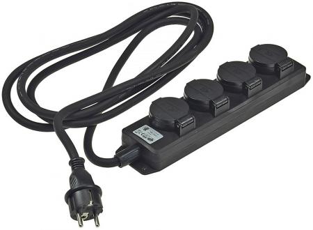 ChiliTec Gartensteckdosenleiste für Außen, 4-fach IP44, H07RN-F 3G1,5mm², Zuleitung 3m
