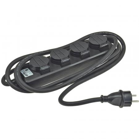 ChiliTec Gartensteckdosenleiste für Außen, 4-fach IP44, H07RN-F 3G1,5mm², Zuleitung 3m