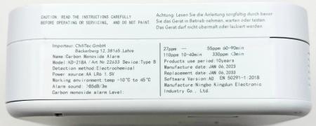 ChiliTec Kohlenmonoxid Melder "CT-KM 107" EN 50291 zertifiziert