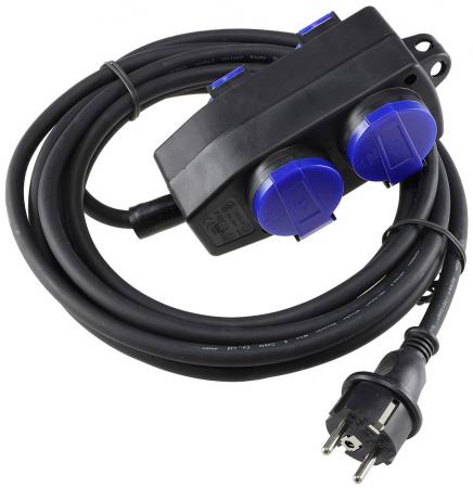 ChiliTec Werkstatt-Steckdose, 4-fach, 5m Kabel IP44, mit Aufhänger, H07RN-F 3G1,5mm²