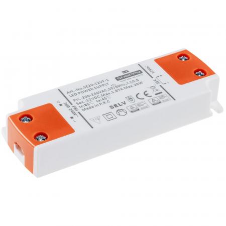 ChiliTec LED-Trafo "CT-SL20" SlimLine 0,5-20W Ein 180-264V, Aus 12V= Konstantspannung