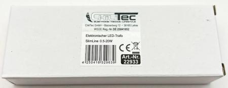 ChiliTec LED-Trafo "CT-SL20" SlimLine 0,5-20W Ein 180-264V, Aus 12V= Konstantspannung