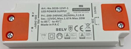 ChiliTec LED-Trafo "CT-SL20" SlimLine 0,5-20W Ein 180-264V, Aus 12V= Konstantspannung