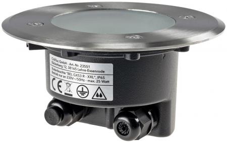 ChiliTec Bodenleuchte "BEL GX53 XXL " Rund ØxT 14x7cm, IP65, Extra breiter Rahmen