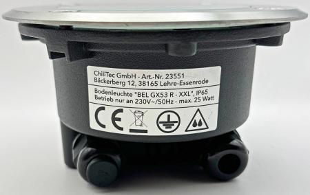 ChiliTec Bodenleuchte "BEL GX53 XXL " Rund ØxT 14x7cm, IP65, Extra breiter Rahmen