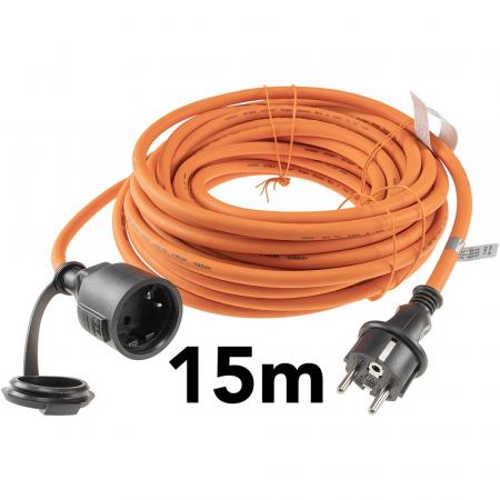 ChiliTec Verlängerungskabel 15m, IP44, Orange H07RN-F 3G1,5 , Stecker / Kupplung