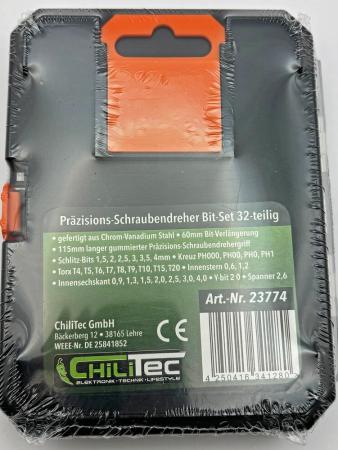 ChiliTec Präzisions-Schraubendreher Bit-Set 30 Bits, Schraubendreher-Griff, Verlänge