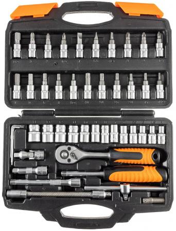 ChiliTec Steckschlüssel- und Bitsatz, 46 teilig 1/4 Zoll Knarre, Chrom Vanadium