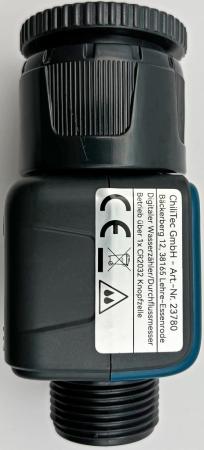 ChiliTec Digitaler Wasserzähler "CT-WZ4" mit Adapter 1" & 3/4", IPx6