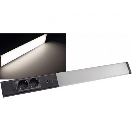 60cm ChiliTec LED Unterbauleuchte "Arusha" schwarz USB A+C PD, Licht neutralweiß