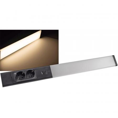60cm ChiliTec LED Unterbauleuchte "Arusha" schwarz USB A+C PD, Licht warmweiß