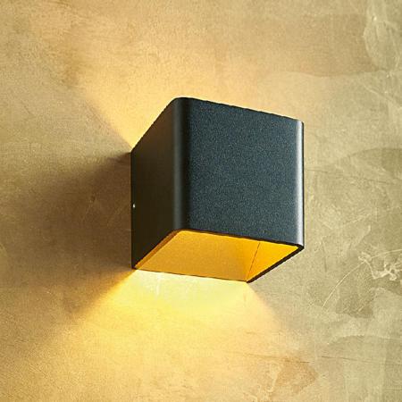 Aktion: Nur noch angezeigter Bestand verfügbar - Mylight Elegante LED Wandleuchte Fulda Up & Down in schwarz/gold mit warmweißem Licht