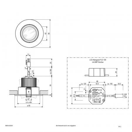 EVN P-LED Deckeneinbau rund schwenkbar alu pol. IP20 6W 3000K-2000K dimmbare Farbtemperatur 90Ra EinbauØ68