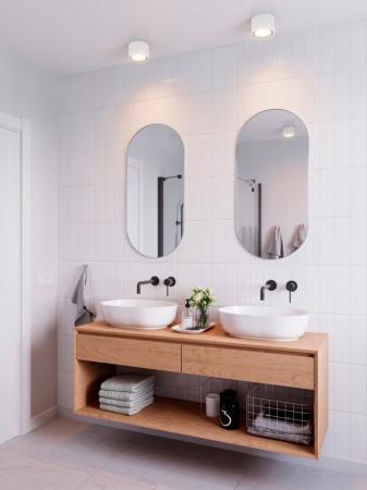 Nordlux Landon 8 moderne Badezimmerbeleuchtung Weiß dimmbar Spritzwasser geschützt Warmweiß