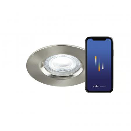 Nordlux moderne Don Smart Colour Downlight Nickel dimmbar Weiß/ Bunt Schutz gegen Strahlwasser