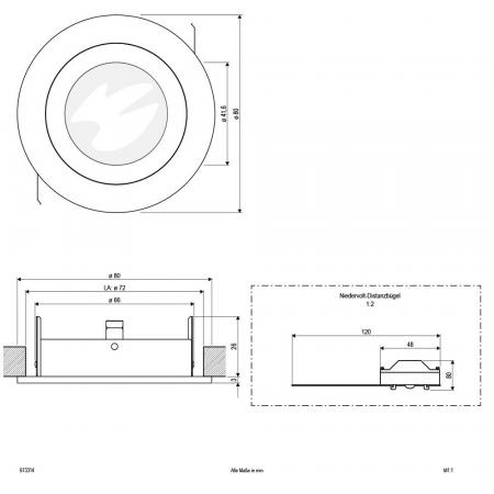 EVN Decken-Einbaustrahler für GU5.3 Leuchtmittel rund alu IP20 12V EinbauØ72