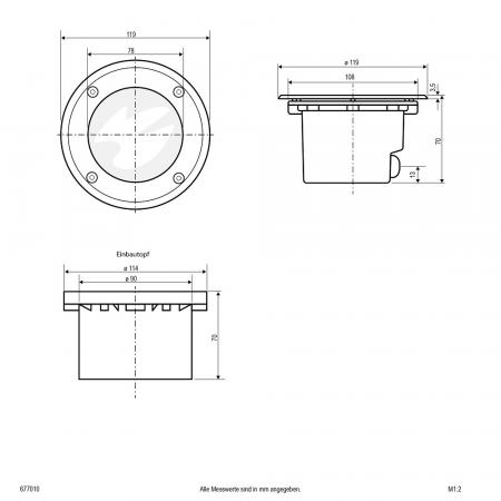 EVN Bodeneinbau Leuchte rund EDS IP67 GX53  EinbauØ114